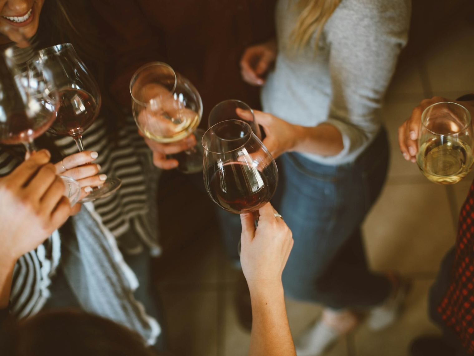 Guests raising glasses at a corporate reception